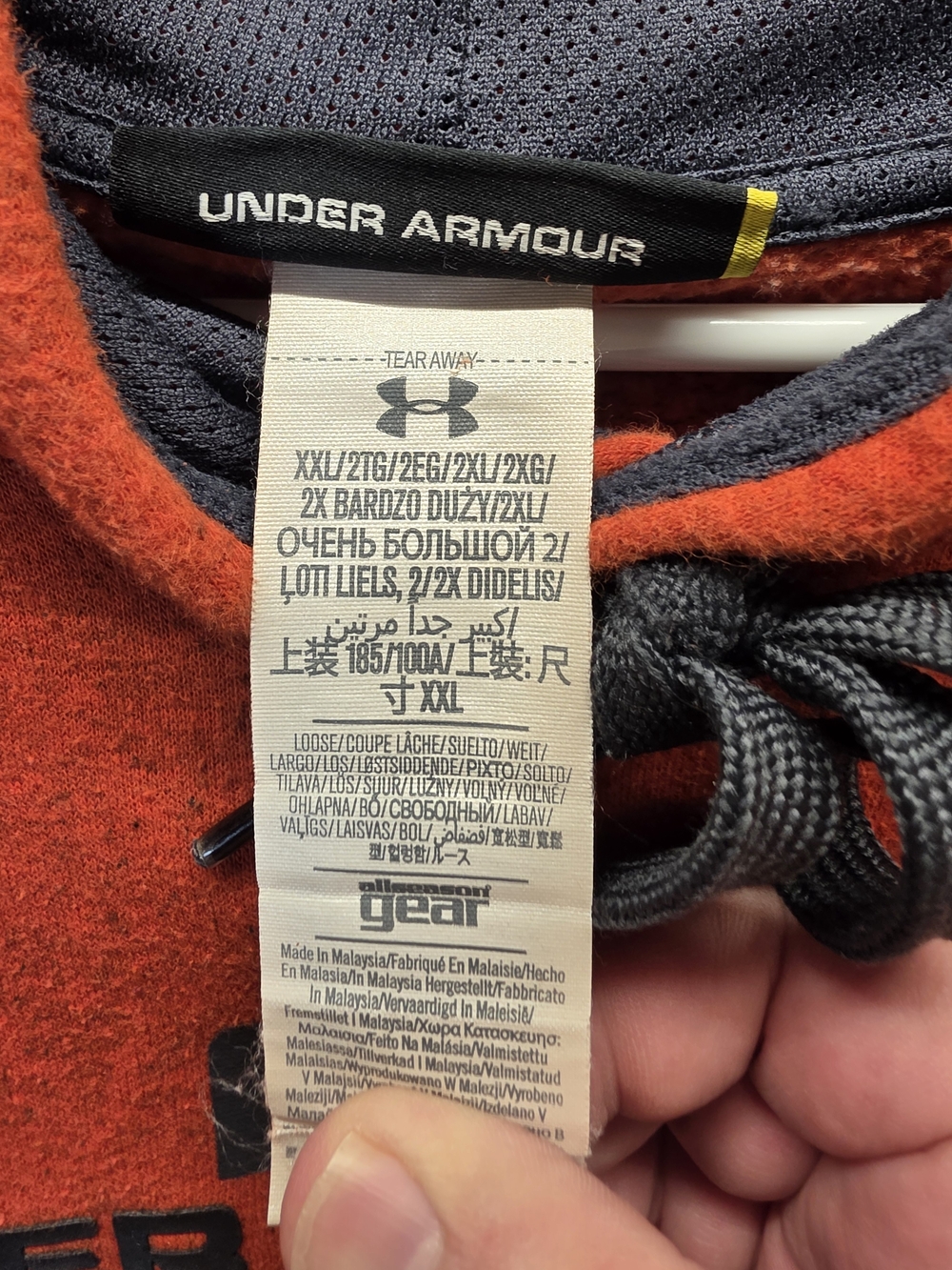 Under Armour Men's Orange UA Logo Hoodie Kangaroo Front Pocket Size XXL - Picture 5 of 11